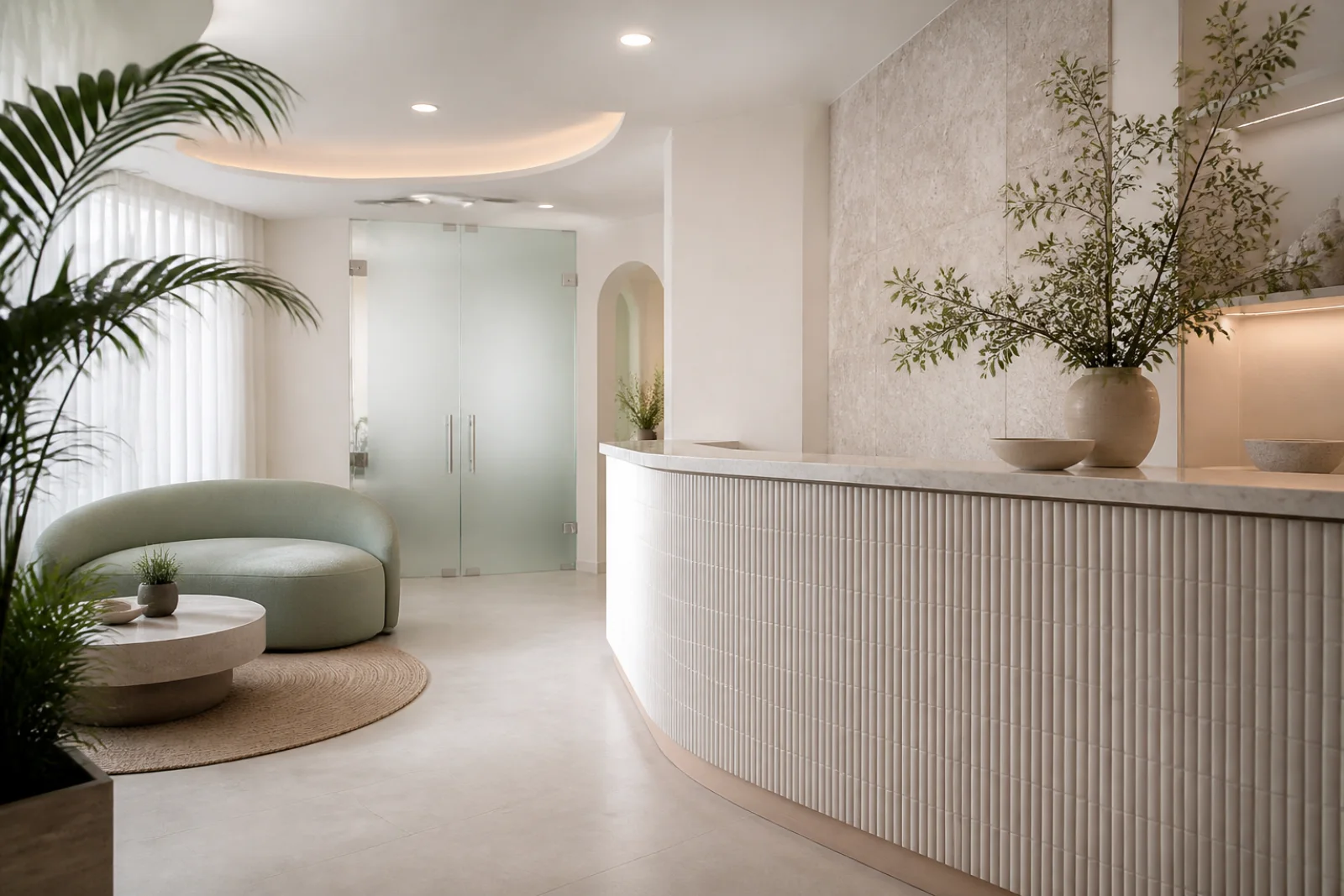 Calm clinic reception concept